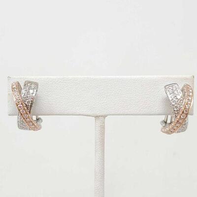 00	

14k Crossover Half Hoop Earrings with Diamond Accents, 8.4g
Weighs Approx: 8.4g