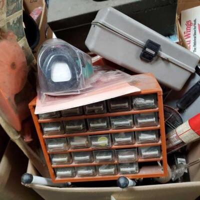 #2072 â€¢ 2 Boxes Of Tools Includes Black&Decker Pump and Sprayer, Organizer, Toolboxes,
