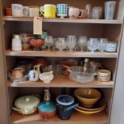 #4564 â€¢ Dishware Includes Mugs, Wine Glasses, Large Bowls, Liquor Bottles, Whiskey Glasses, Pots and More
