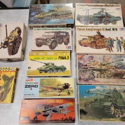 #1234 â€¢ 11 Model Planes, Tanks, and Trucks