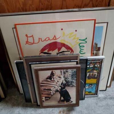 #2008 â€¢ 10 Pieces Of Framed Artwork: Measurements Range Approx 13"x15"-35"x29"