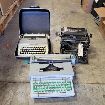 #3056 â€¢ Three Type Writers Brands Include Underwood, SCM, And Olivetti