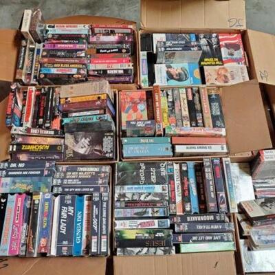 #4574 â€¢ Pallet of VHS Movies & Films Includes My Fair Lady, Home Alone, The Fastest Guitar Alive, Dr. No, Auschwitz, Deadly Bugs,...