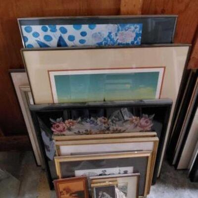#2006 â€¢ 13 Pieces Of Framed Artwork Measurements Range Approx 6"x8"-25"x38"
