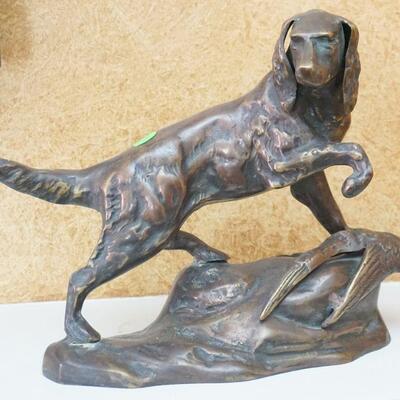 BRONZED SPELTER SETTER W PHEASANT