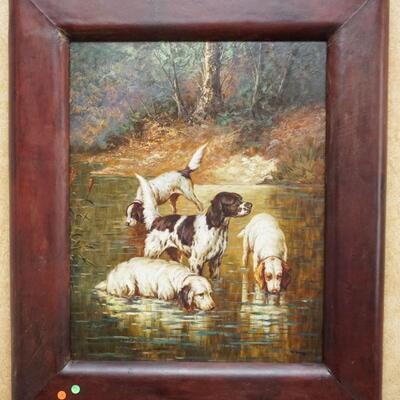 LARGE OIL ON CANVAS ENGLISH SETTERS