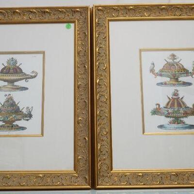 PAIR 19th c HAND COLORED FRENCH CUISINE ENGRAVINGS