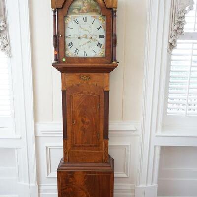 Suberb Quality Inlaid Figured Mahogany 8-Day Hour Strike Longcase clock by Wm. Young of Dundee. c. 1810.  Please note the exquistely...