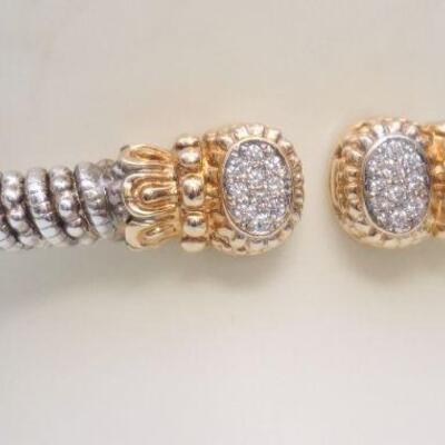 ALWAND VAHAN DIAMOND 14K AND STERLING CUFF BRACELET