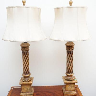 PAIR DESIGNER JOHN RICHARD ENAMELED TABLE LAMPS