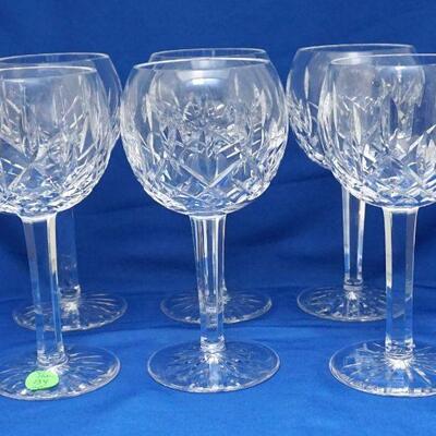 6 WATERFORD LISMORE BALLOON WINE GLASSES