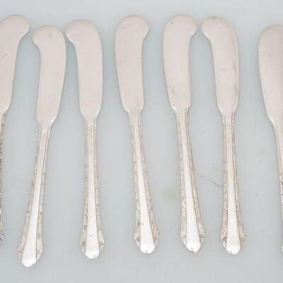 9 STERLING SILVER BUTTER PADDLES CHASED ROMANTIQUE