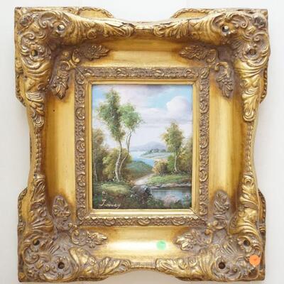 J. DUDLEY OIL LANDSCAPE ORNATE FRAME