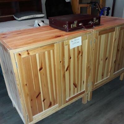 pine cabinets pair