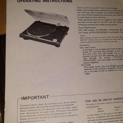 Manual for turntable