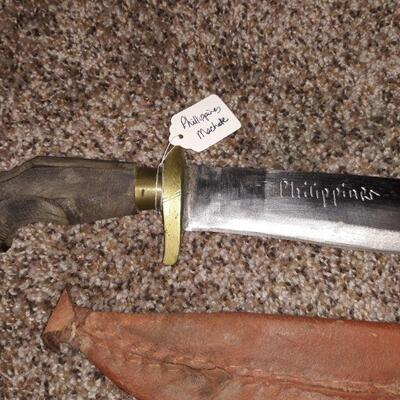 Carved handle machete