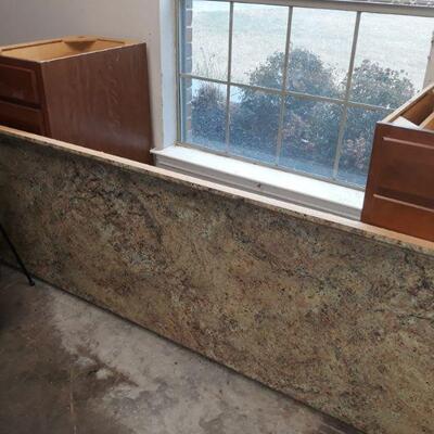 A pair of cabinets and countertop