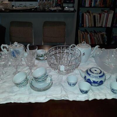 Crystal and china tea cups.