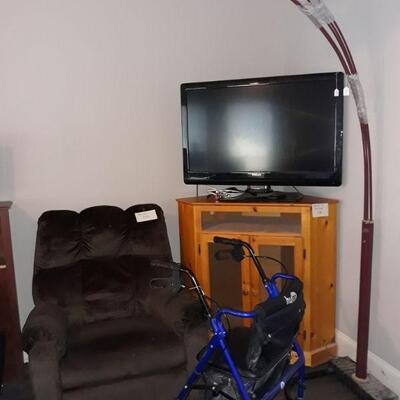 recliner, entertainment console, walker, and TV