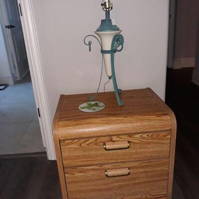 nightstand and lamp