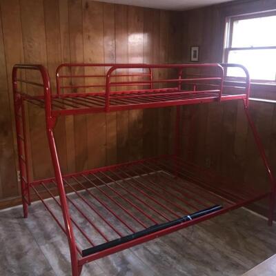 Twin bunk over full sized bed - great for sharing a room or camp !
