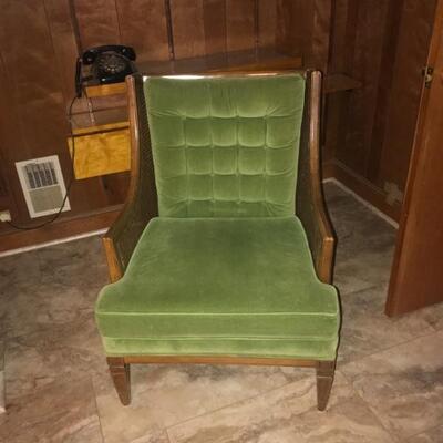 Vintage lounge chair with cane sides and 