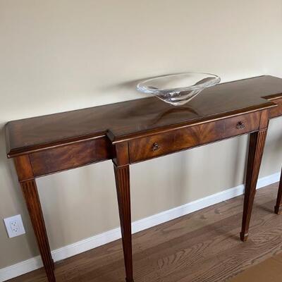 MAITLAND-SMITH CONSOLE TABLE. 5 FEET LONG, 35 INCHES HIGH AND 15 INCHES AT THE DEEPEST POINT  $1500.00