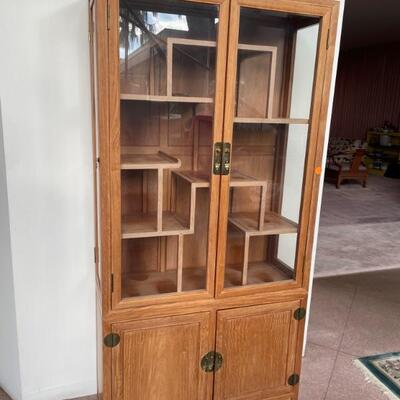 ASIAN DISPLAY CABINET. SOME FADING, NEEDS OILING  $850.00