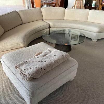 AMAZING CURVED SECTIONAL SOFA IN AMAZING CONDITION WITH OTTOMAN $3500.00
 (SORRY GLASS TABLE IS NOT FOR SALE)