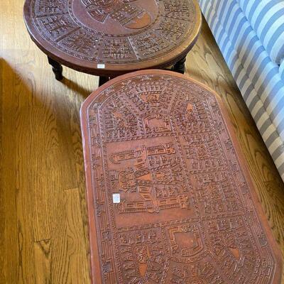 Vintage Mexican Tooled Tables 1950s or 1960s