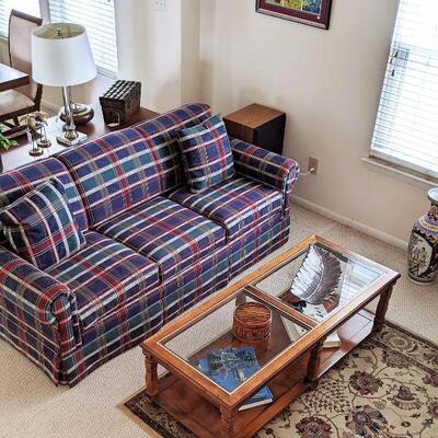Hideabed 3 seater sofa and vintage coffee table