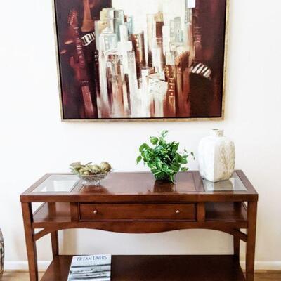 Foyre table and wall art