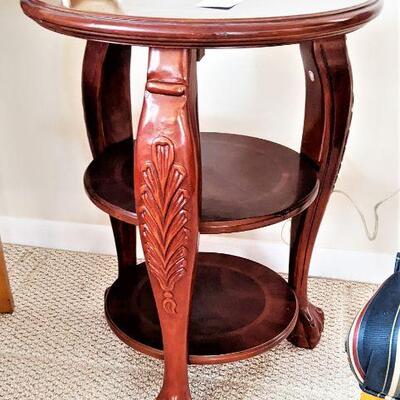 cherry round accent table
