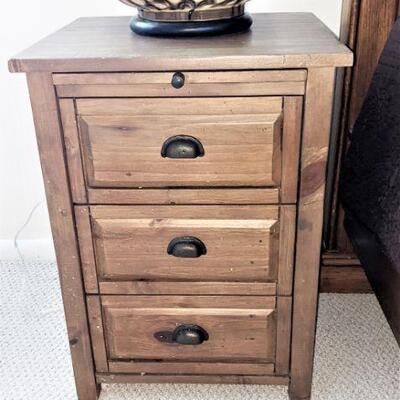 Nightstand with wrought iron handles -  drawers