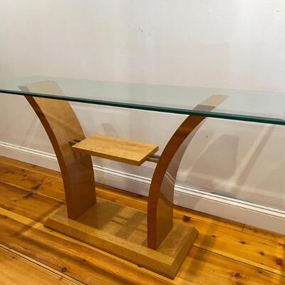 Italian Mid Century Burlwood And Glass Console Table 
Lot #: 102