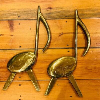 1940s Mid Century Modern Solid Brass Musical Note Andirons - A Pair 
Lot #: 138