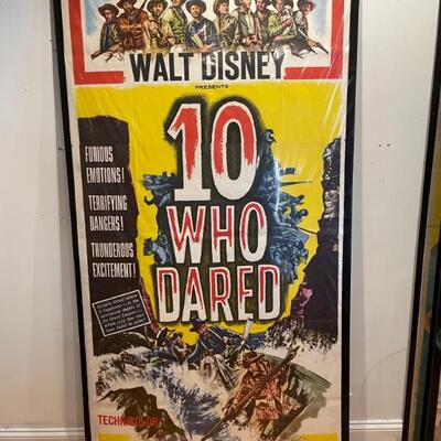 LARGE Over 6ft Vintage Movie Poster - Walt Disney - 10 Who Dared 
Lot #: 64