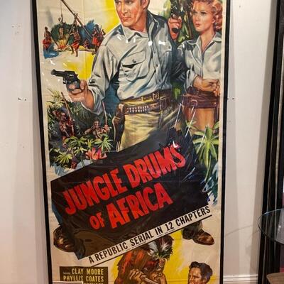 LARGE Over 6ft Vintage Movie Poster - Jungle Drums Of Africa 
Lot #: 62