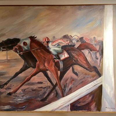 Horse Race Painting On Canvas 
Lot #: 15