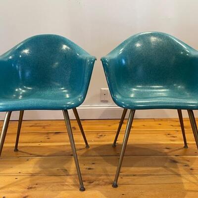 Pair Of Turquoise Mid Century Chromcraft Shell Chairs (2) 
Lot #: 90