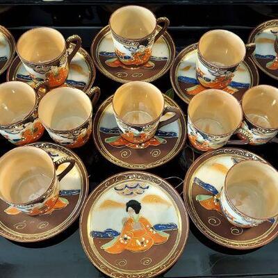 Takito “TT” Japan Hand Painted Teacup and Saucers – 13 pairs + 3 additional cups, 