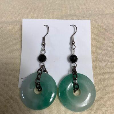 Fls163 Pair Of Donut Shaped Jade Earrings By Myrna Lee Chang 