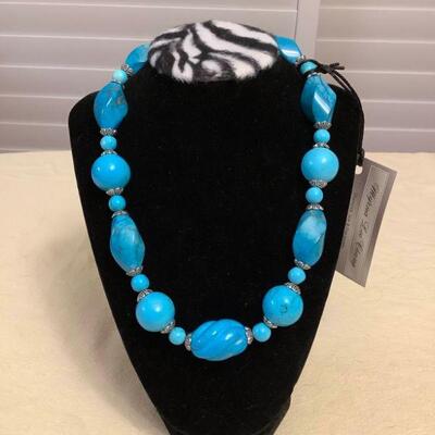 Fls149 Myrna Lee Chang Turquoise Bead Necklace 