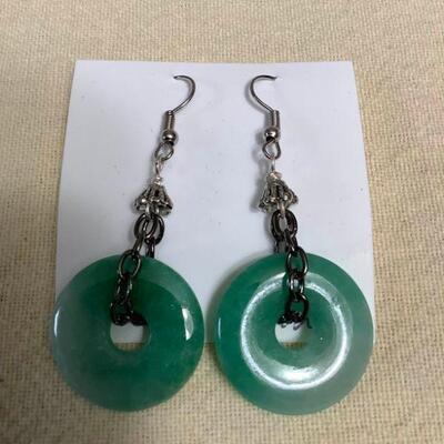 Fls162 Pair Of Donut Shaped Jade Earrings By Myrna Lee Chang 