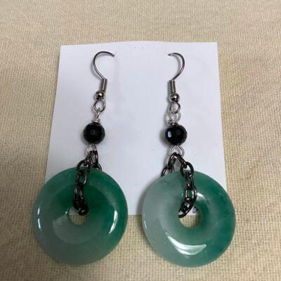 Fls164 Pair Of Donut Shaped Jade Earrings By Myrna Lee Chang 