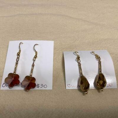 Fls171 Two Pairs Of Crystal Earrings By Myrna Lee Chang 
