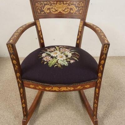 1008	FLORAL INLAID ARM ROCKER, 21 IN W 29 1/2 IN H 
