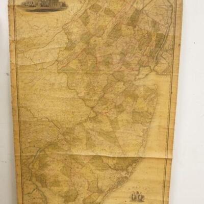 1005	1849 WALL MAP OF NEW JERSEY ROBERT & HORNER HAS SOME WEAR & TEAR & SPOTTING. 58 IN X 36 1/4 IN 
