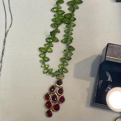 Peridot and Ruby Necklace with 14k Gold