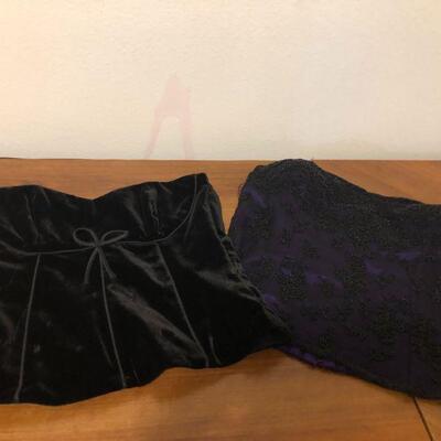 Bustiers (Black Velvet and Black Beads on Purple)